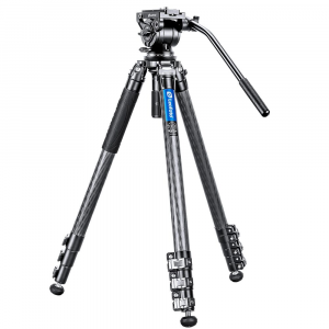 Leofoto 4-Section Carbon Fiber Video Head Systems LV Flip Lock Binocular Tripod Kit w/Center Column LV-324C-BV-10