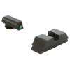 Ameriglo Defoor EDC Black Serrated Front w/Green Tritium, Flat Rear Night Sight for Glock