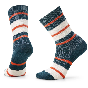 Smartwool - Everyday Striped Cable Crew Socks - XL Twilight Blue
