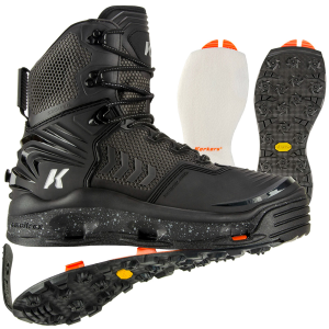 KORKERS River Ops Black/Cool Gray Wading Boot With Felt & Vibram Soles (FB5315) - Korkers