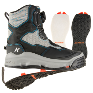 KORKERS Women's Darkhorse Grey/Aqua Fishing Boot with Felt and Kling-On Soles (FB2710) - Korkers