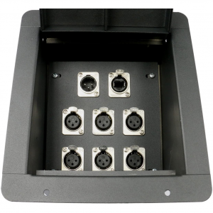 ELITE CORE Recessed Floor Box With 6 XLR Female/1 XLR Male And 1 Tactical Ethernet Connections (FB8-6XF1XM1E)