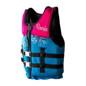 RONIX Girls August CGA Youth 50-90lbs Sky Blue / Pink / Purple Life Vest (214192) - Ronix