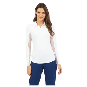 IBKUL Women's Solid Adjustable Length Long Sleeve Polo (48000) - Ibkul