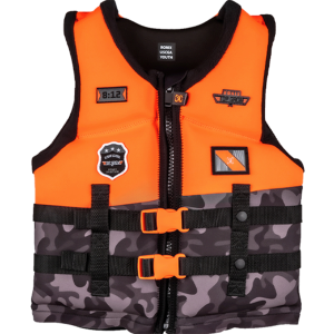 RONIX Boy's Top Grom Orange/Black Camo CGA Life Vest, Youth (224172) - Ronix