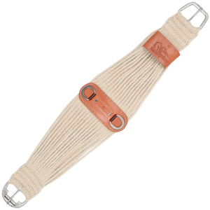 CLASSIC EQUINE 100% Mohair 27 Strand Natural Roper Cinch with Leather Center (CRC100N) - Classic Equine