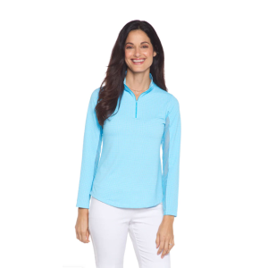 IBKUL Mini Check Mock Neck Long Sleeve Top - Ibkul