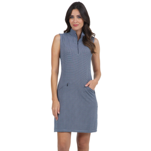 IBKUL Mini Check Sleeveless Mock Neck Dress (58754) - Ibkul