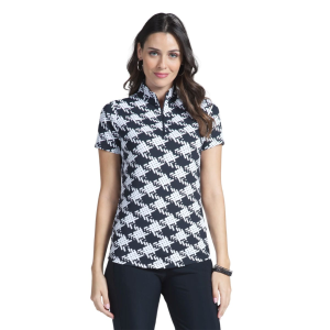 IBKUL Kimberly Print Short Sleeve Mock Neck Top (17376) - Ibkul