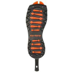 KORKERS Unisex IceTrac Studded Rubber Lug Black/Orange Sole (OA4025) - Korkers