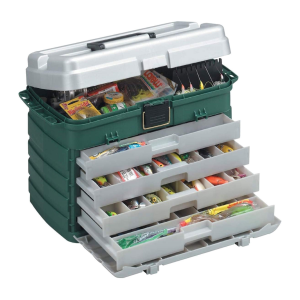 PLANO Four-Drawer Green Metallic/Silver Tackle Box (758005)