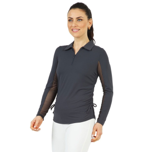 IBKUL Women's Solid Adjustable Length Long Sleeve Polo (48000) - Ibkul