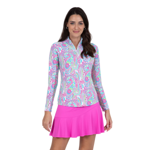 IBKUL Gloria Print Long Sleeve Mock Neck Top (10869) - Ibkul