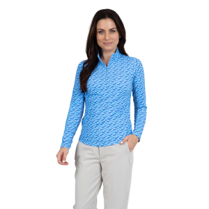 IBKUL Fatima Print Long Sleeve Mock Neck Top (10870) - Ibkul