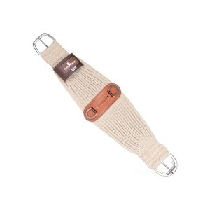 CLASSIC EQUINE 100% Mohair 31 Strand Natural Roper Cinch with Leather Center (CRC100N31) - Classic Equine