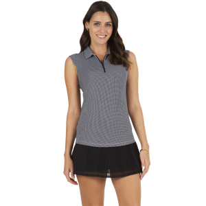 IBKUL Women's Mini Check Sleeveless Polo (14754) - Ibkul