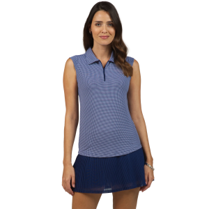 IBKUL Women's Mini Check Sleeveless Polo (14754) - Ibkul