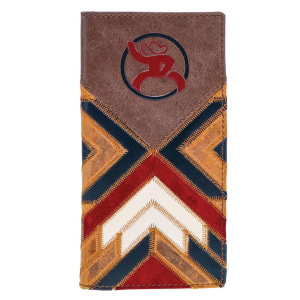 HOOEY Kamali Brown/Red with Patchwork Rodeo Roughy 2.0 Wallet (RW007-BRRD)