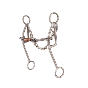 CLASSIC EQUINE Game Changer Shank Barrel Bit with Square Bar Copper Roller Dogbone (LVBB11) - Classic Equine