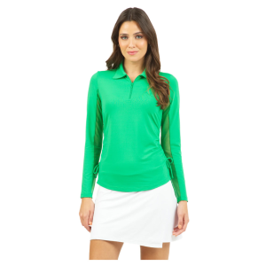 IBKUL Women's Solid Adjustable Length Long Sleeve Polo (48000) - Ibkul