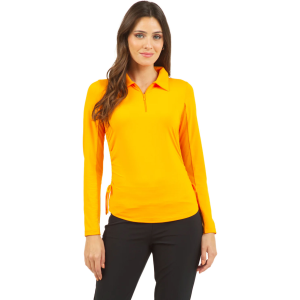 IBKUL Women's Solid Adjustable Length Long Sleeve Polo (48000) - Ibkul