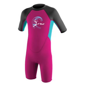 O'NEILL Toddler Reactor-2 2mm Back Zip Short Sleeve Berry/Light Aqua/Graphite Spring Wetsuit (4867-DR8) - O'neill