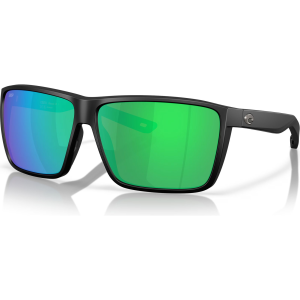 COSTA DEL MAR Men's Rincon II Matte Black/Green Mirror Polarized 580P Sunglasses (06S9121-91210564) - Costa Del Mar