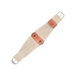 CLASSIC EQUINE 100% Mohair 27 Strand Natural Roper Cinch with Leather Center (CRC100N) - Classic Equine