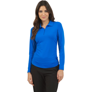 IBKUL Women's Solid Adjustable Length Long Sleeve Polo (48000) - Ibkul