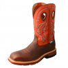 TWISTED X Men's 12in Western WP Brown/Orange Work Boot (MXBNW03)