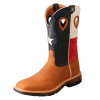 TWISTED X Men's 12in Western Work Light Brown and Texas Flag Boot (MXB0007)