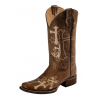 CORRAL Womens Side Cross Embroidery Brown/Beige Square Toe Boots (L5042-LD)