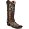 CORRAL Womens Brown/Turquoise Side Embroidery Boots (L5193-LD)