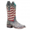 CORRAL Women's Blue Jean Stripes and Stars Inlay Glow Collection Boot (A3758-LD)
