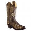 OLD WEST Tooled Embroidery Snip Toe Western Boot