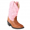 OLD WEST Girl's J Toe Tan Canyon/Pink Western Boot (8139)