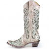 CORRAL Womens White/Green Glitter Inlay & Crystals Boots (A3321-LD)