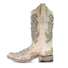 CORRAL Women's White Glitter Inlay/Crystals Square Toe Wedding Boot (A3397-LD)