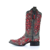 CORRAL Ladies Black/Red Glitter Inlay Sq Toe Boots (A3647)