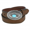 ARIAT ACCESSORIES Womens Brown Belt with Turquoise Oval Buckle (A1512002)