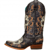 CORRAL Ladies Black/White Floral Skull Embroidery & Studs Sq. Toe Boots (Z5005)