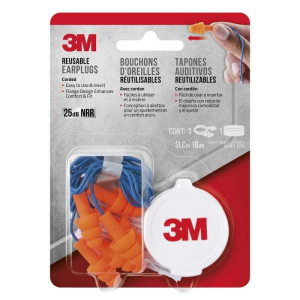 3M Peltor Corded Reusable Earplugs - 3 Pairs With Case - 3M Peltor
