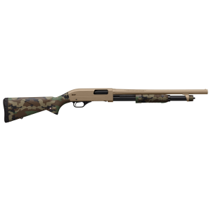 Winchester SXP Defender 20 Gauge Pump Action Shotgun - 18" - 5 Round - Flat Dark Earth - Woodland Camo Stock - Winchester