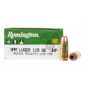 Remington 9mm 115gr Jacketed Hollow Point Ammo - Box of