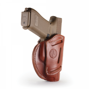 1791 Gunleather 3WH-2 Ambidextrous Glock 42 OWB Open-Top Concealment 3-Way Holster, Classic Brown - 3WH-2-CBR-A