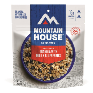 Mountain House Granola with Milk and Blueberries