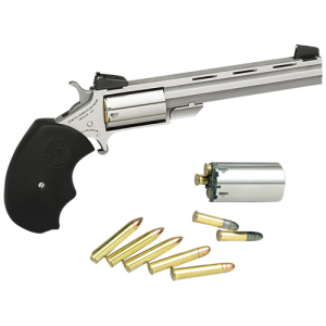 NAA Mini-Master 22LR / 22WMR Combo 4" 5rd Revolver - Stainless / Black Rubber Grips