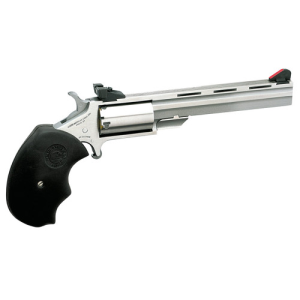 NAA Mini-Master 22 WMR 4" 5rd Mini Revolver - Stainless / Black Rubber Grips