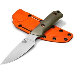 BENCHMADE Raghoorn Fixed Blade Knife 4" Drop Point Blade - OD Green G10 Handles w/ Orange Sheath