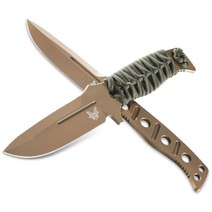BENCHMADE Adamas Fixed Blade Knife 4.2" FDE Drop Point Blade w/ Skeletonized Handles + Sheath